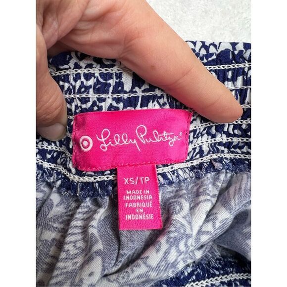 Lilly Pulitzer jumpsuit women’s size XS blue & white fish pattern strapless - Picture 7 of 8